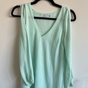 Tobi soft teal exposed arms shift dress size S